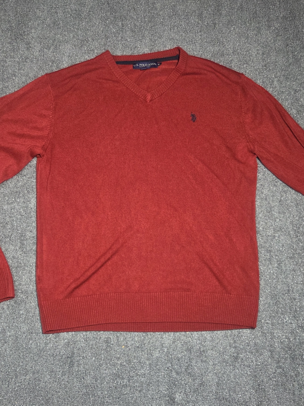 U.S. Polo Assn. Men's Red V-Neck Pullover Sweater